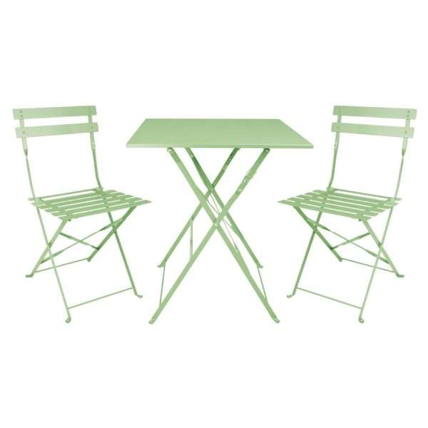 Bolero Square Pavement Style Steel Folding Table Light Green 600mm