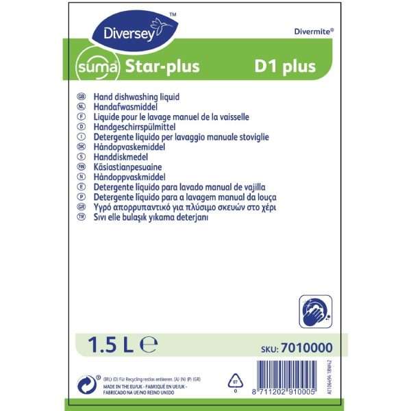 Suma Star-plus D1 Washing Up Liquid Concentrate 1.5Ltr