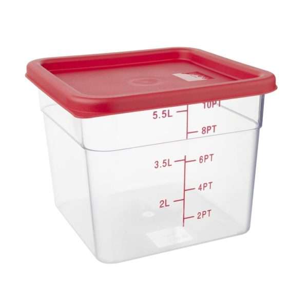 Hygiplas Square Food Storage Container Lid Red Medium
