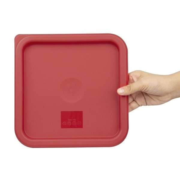 Hygiplas Square Food Storage Container Lid Red Medium