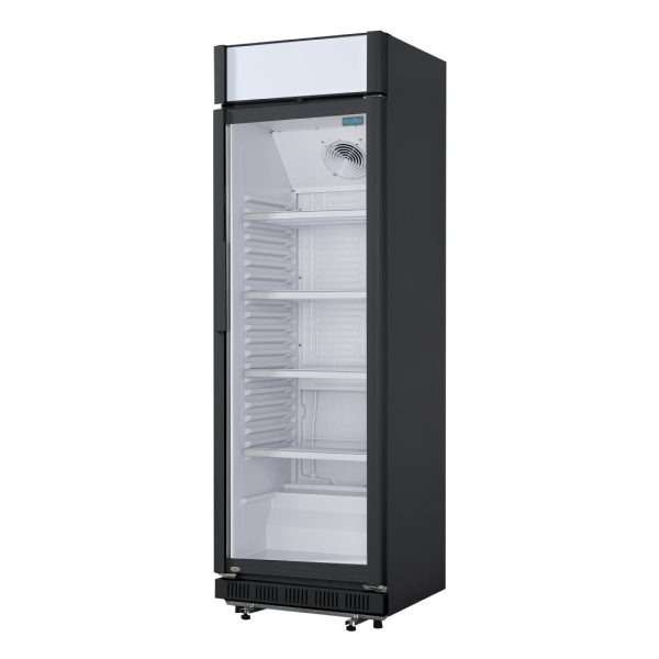 Nisbets Essentials Upright Display Cooler with Light Box 346Ltr