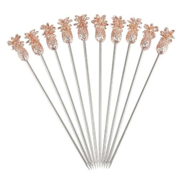 Beaumont Pineapple Garnish Pick Copper Plated (Pack of 10)