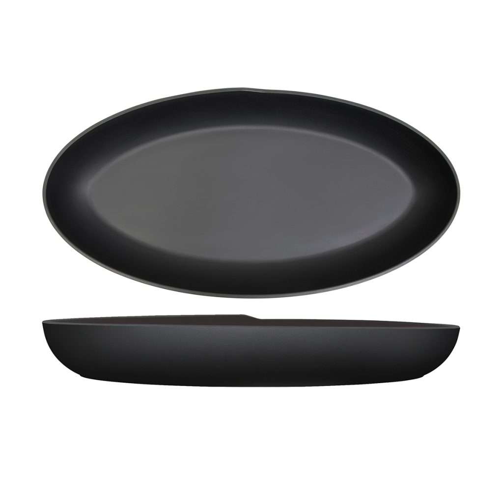 Black Copenhagen Oval Melamine Deep Dish 55 x 27.5 x 7.5cm QTY:1