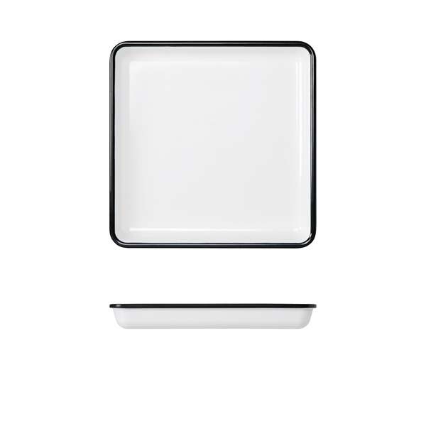Black/White Melamine Athens Square Tray 25cm QTY:1
