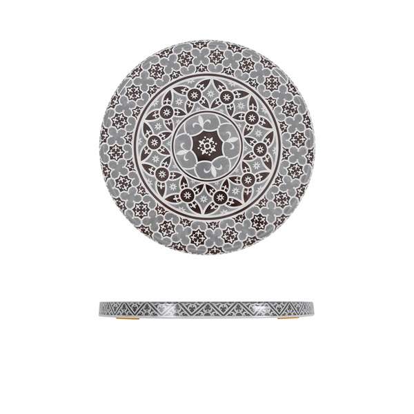 Grey Marrakesh Melamine Round Slab 28.5cm QTY:1