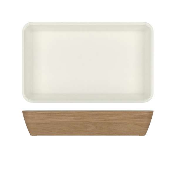 Light Oak/White New Haven Melamine GN1/1 Deep Dish 53 x 32.5 x 10cm QTY:1
