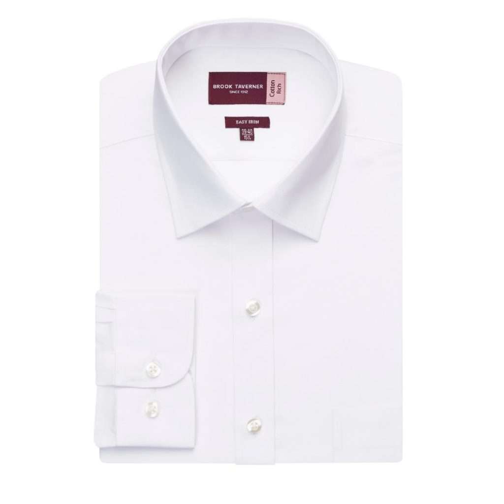 Brook Taverner Mens Rapino Long Sleeve Shirt White 15.5″