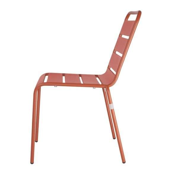 Bolero Terracotta Slatted Steel Side Chairs (Pack of 4)