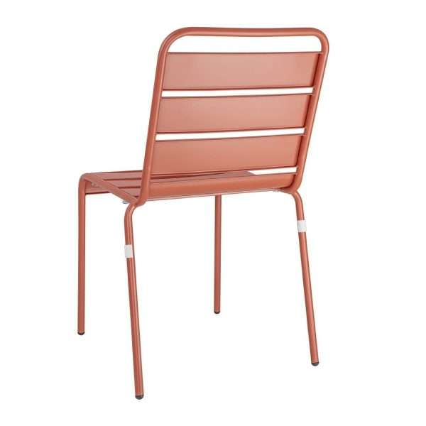 Bolero Terracotta Slatted Steel Side Chairs (Pack of 4)