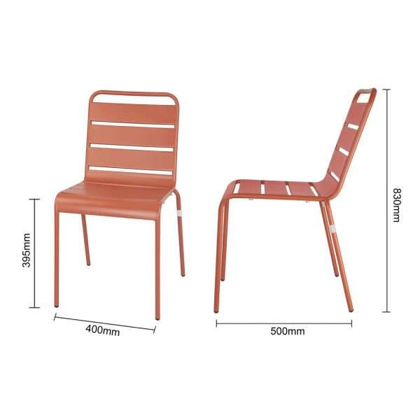 Bolero Terracotta Slatted Steel Side Chairs (Pack of 4)