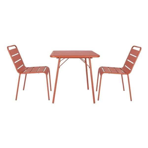 Bolero Terracotta Slatted Steel Side Chairs (Pack of 4)
