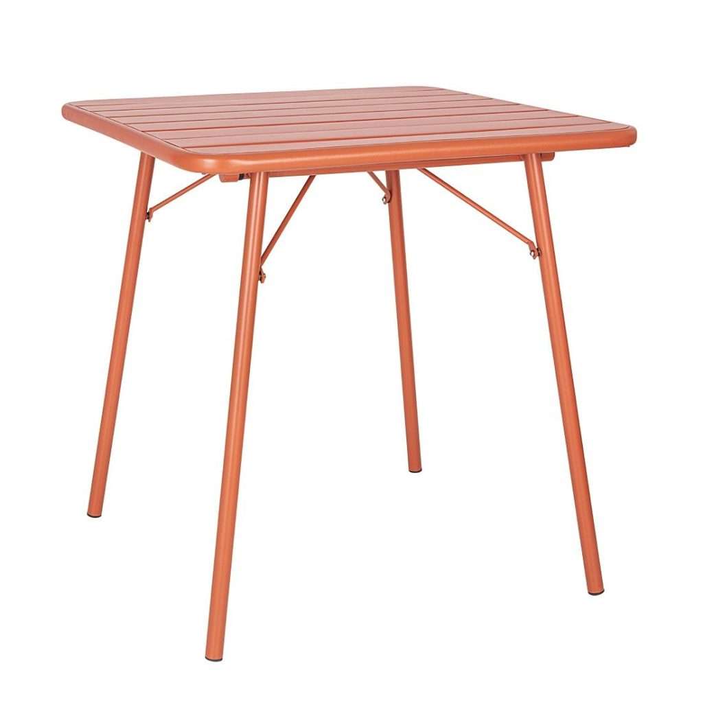 Bolero Terracotta Square Slatted Steel Table – 700mm