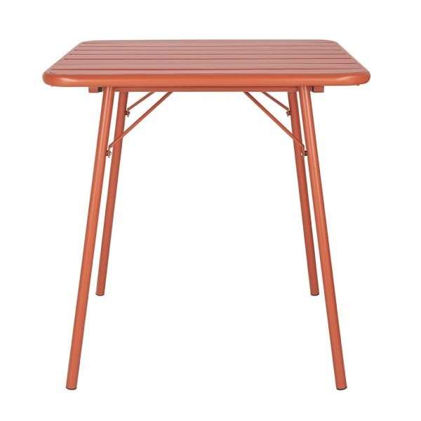 Bolero Terracotta Square Slatted Steel Table – 700mm