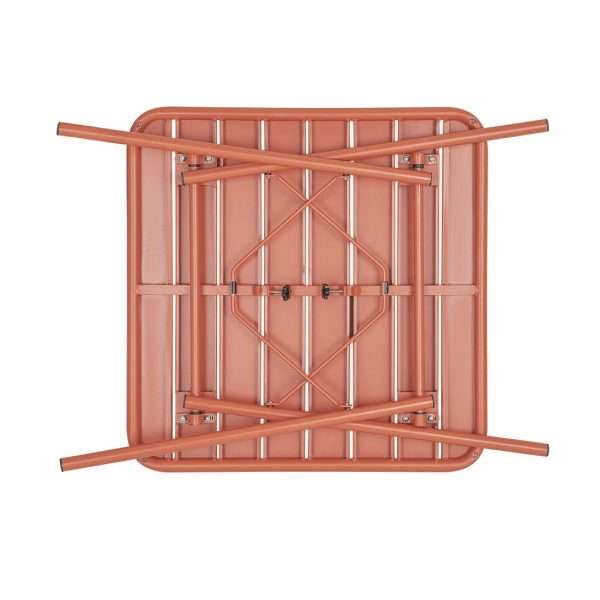 Bolero Terracotta Square Slatted Steel Table – 700mm