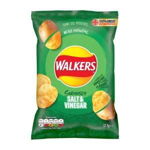 Walkers Salt & Vinegar Flavour Crisps 32.5g (Pack of 32)