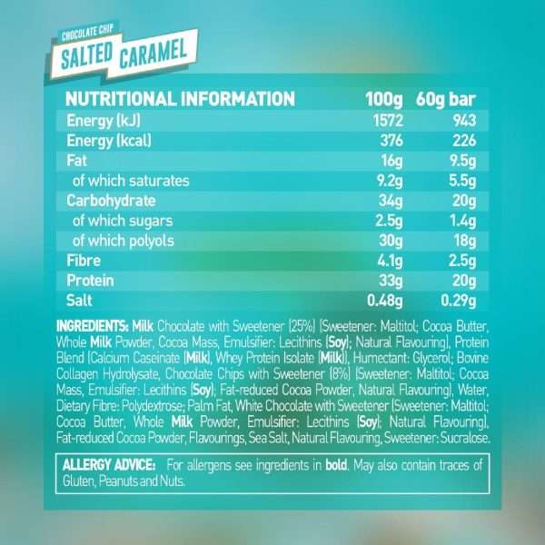 Grenade Protein Bar Choc Chip Salted Caramel 60g (Pack of 12)