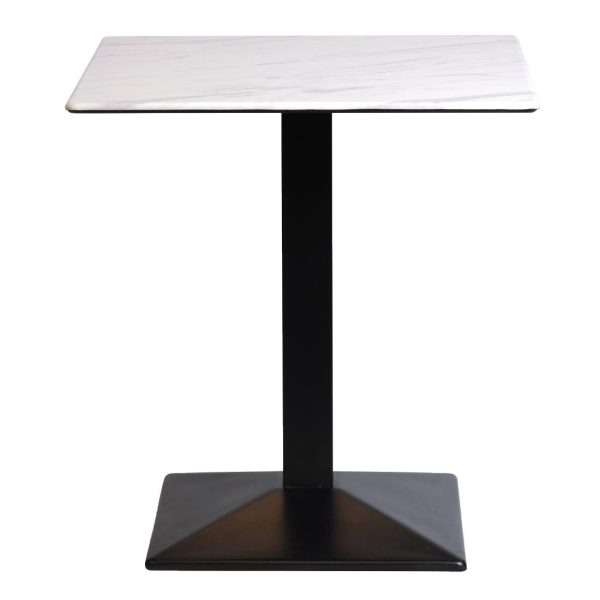 Turin Metal Base 600mm Square Dining Table with Laminate Top in Marble
