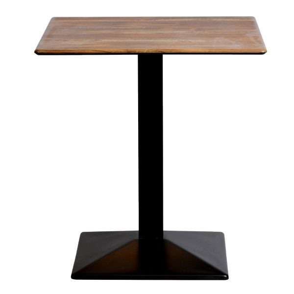Turin Metal Base 700mm Square Dining Table w/Laminate Top in Planked Oak