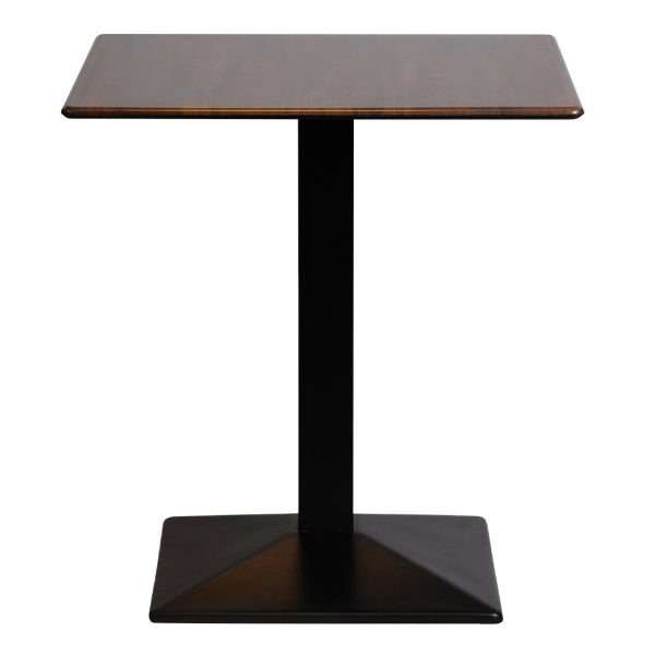 Turin Metal Base 700mm Square Dining Table with Laminate Top in Walnut
