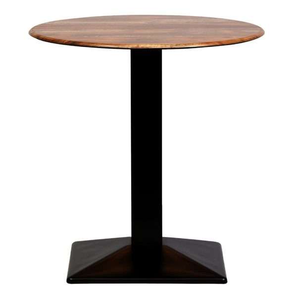 Turin Metal Base 600mm Round Dining Table w/Laminate Top in Planked Oak