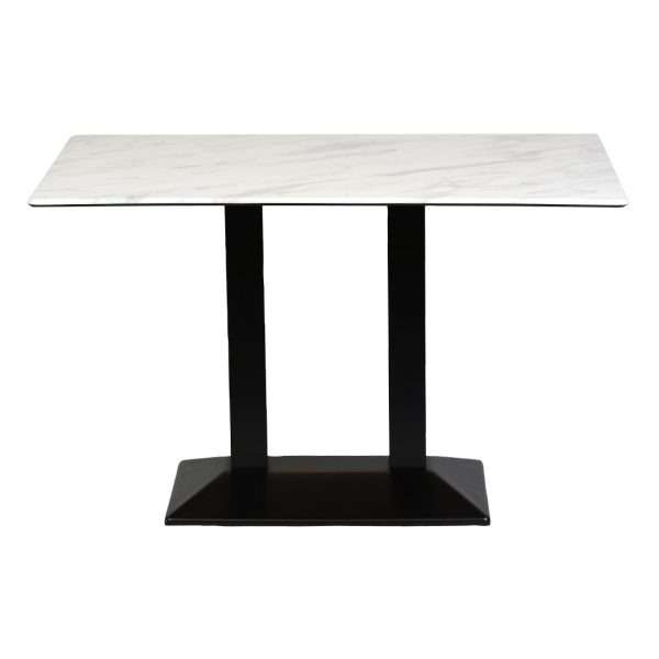 Turin Metal Base Rectangle Dining Table with Laminate Top in Marble
