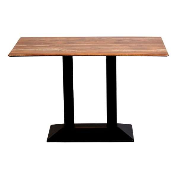 Turin Metal Base Rectangle Dining Table with Laminate Top in Planked Oak
