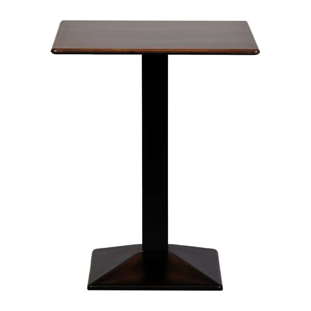 Turin Metal Base 600mm Square Poseur Table with Laminate Top in Walnut