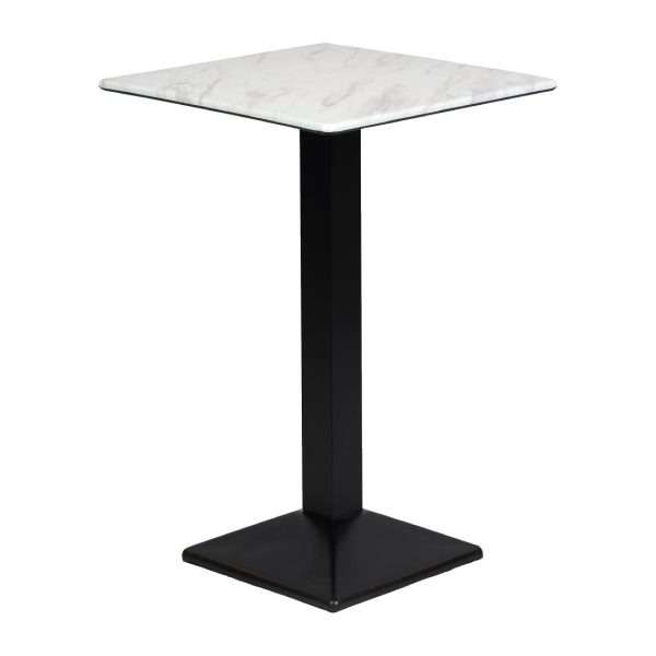 Turin Metal Base 700mm Square Poseur Table with Laminate Top in Marble