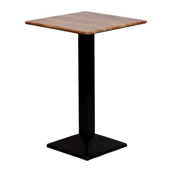Turin Metal Base 700mm Square Poseur Table w/Laminate Top in Planked Oak