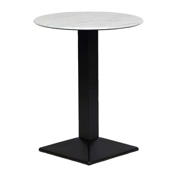 Turin Metal Base 600mm Round Poseur Table with Laminate Top in Marble