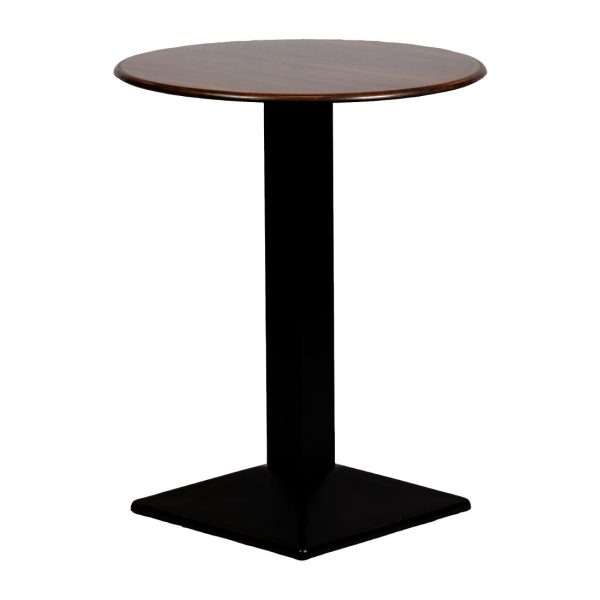 Turin Metal Base 600mm Round Poseur Table with Laminate Top in Walnut
