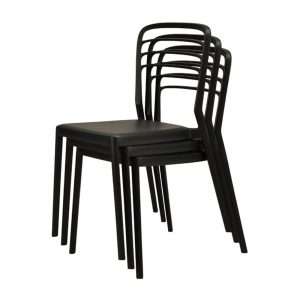 Newquay Ocean Plastic Outdoor Chair in Black (Pack of 4)