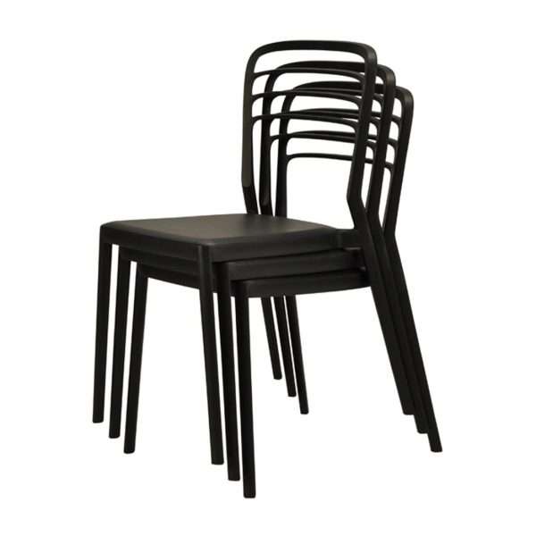 Newquay Ocean Plastic Outdoor Chair in Black (Pack of 4)