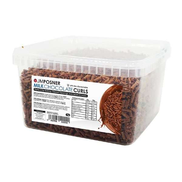 JM Posner Milk Chocolate Curls (Rainforest Alliance Cocoa) – 4Kg