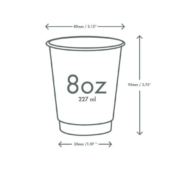 Vegware Hot Cup White Double Wall 8oz 79-Series (Pack of 500)