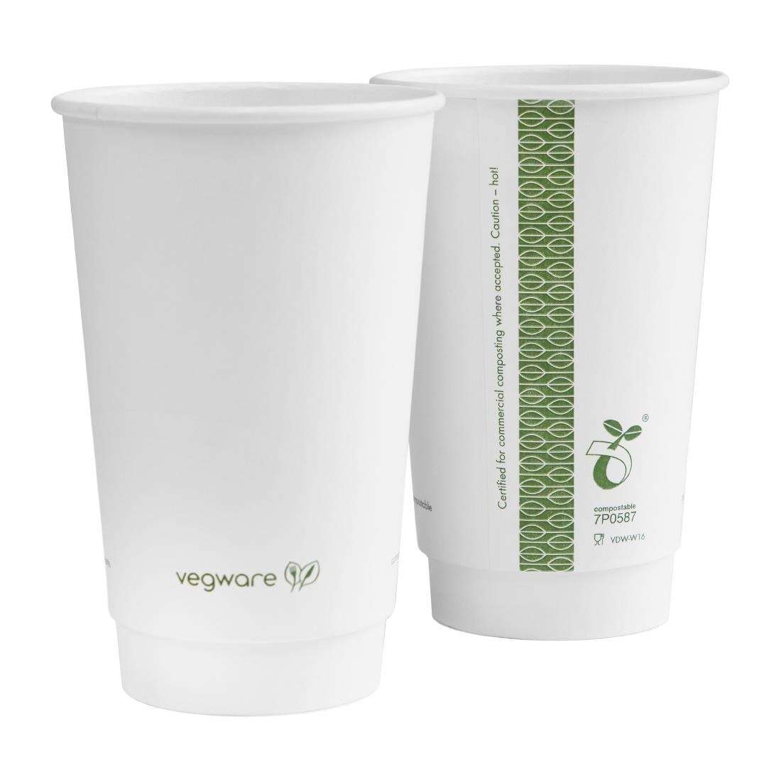 dx578_npi23 Vegware Hot Cup White Double Wall 16oz 89-Series (Pack of 400)