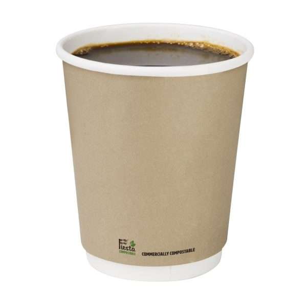 Fiesta Compostable Coffee Cups Double Wall 227ml / 8oz (Pack of 25)