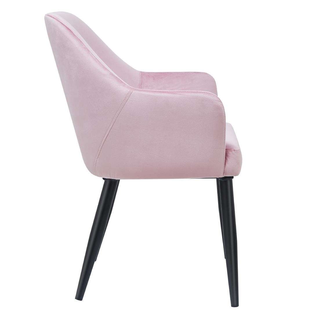 dp198_npi23-1 Bolero Lia Velvet Effect Chairs Dusty Pink (Set of 2)