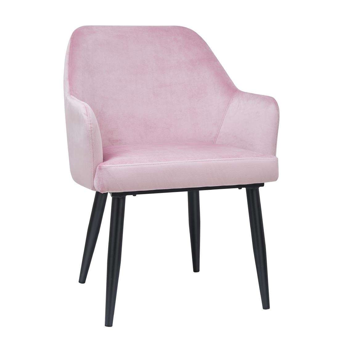 dp198_npi23-2 Bolero Lia Velvet Effect Chairs Dusty Pink (Set of 2)