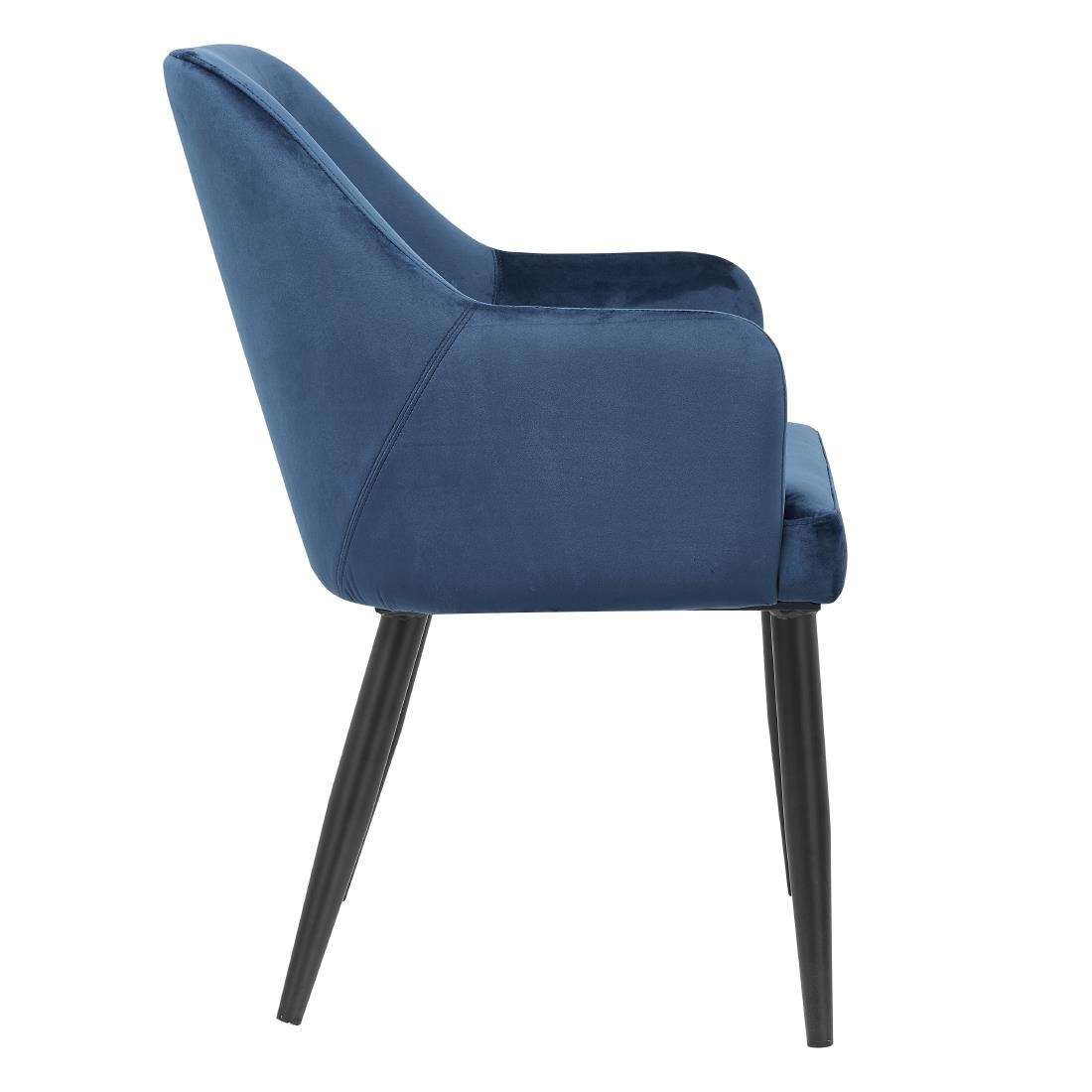 dp199_npi23-3 Bolero Lia Velvet Effect Chairs Dark Navy (Set of 2)