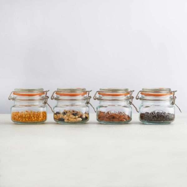 Kilner Square Clip Top Jar 0.5Ltr (Pack 4)    