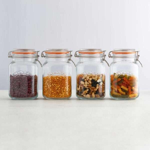 Kilner Square Clip Top Jar 1.5Ltr (Pack 4)         
