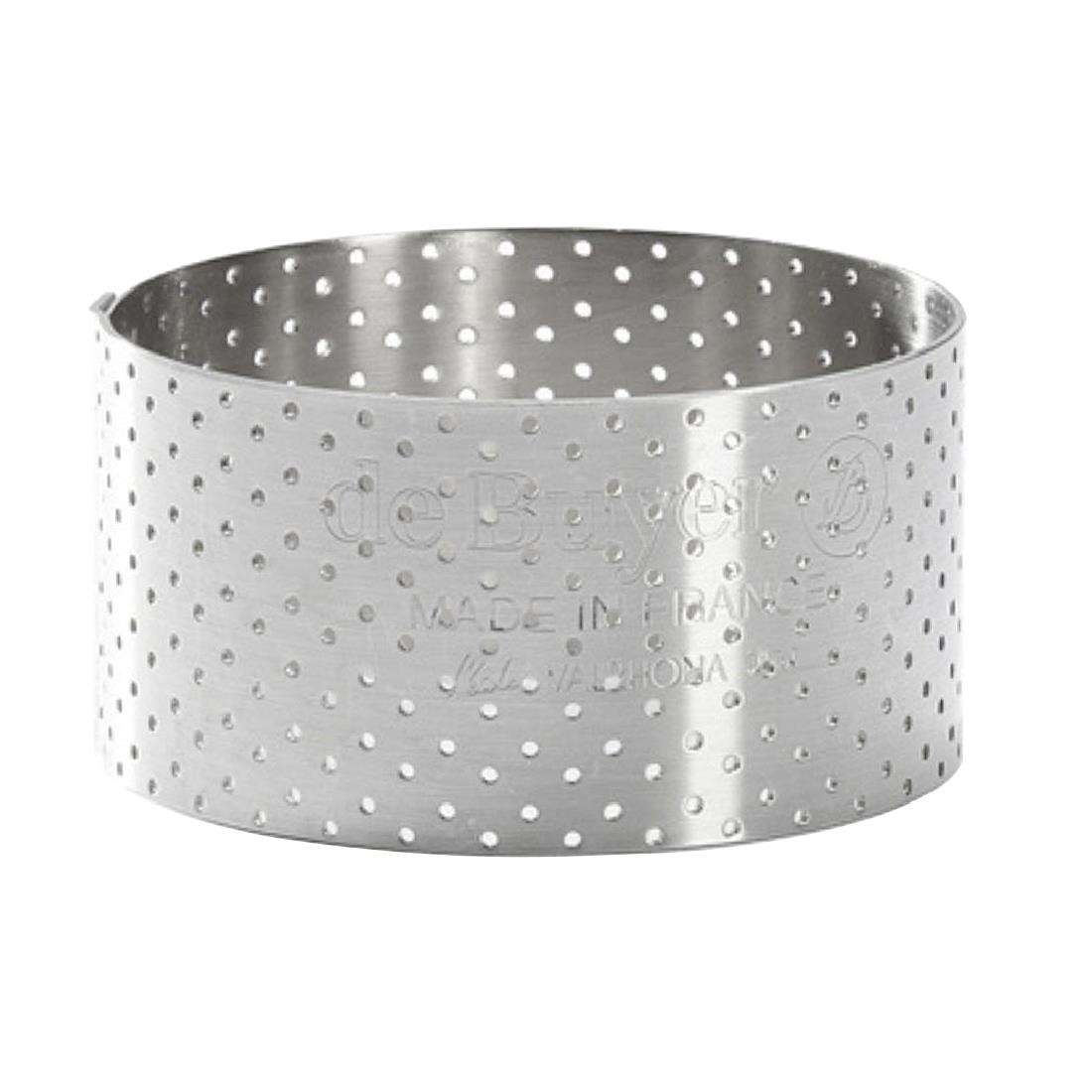 dz754_upd23-02 De Buyer Perforated Stainless Steel Straight Tart Ring 55x35mm