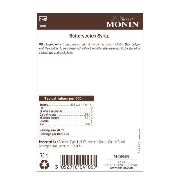 Monin Premium Butterscotch Syrup 700ml