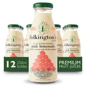 Folkington’s Juices Pink Lemonade Glass Bottle 250ml (Pack of 12)