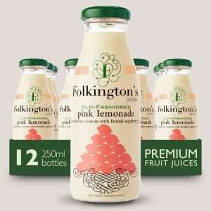 Folkington’s Juices Pink Lemonade Glass Bottle 250ml (Pack of 12)