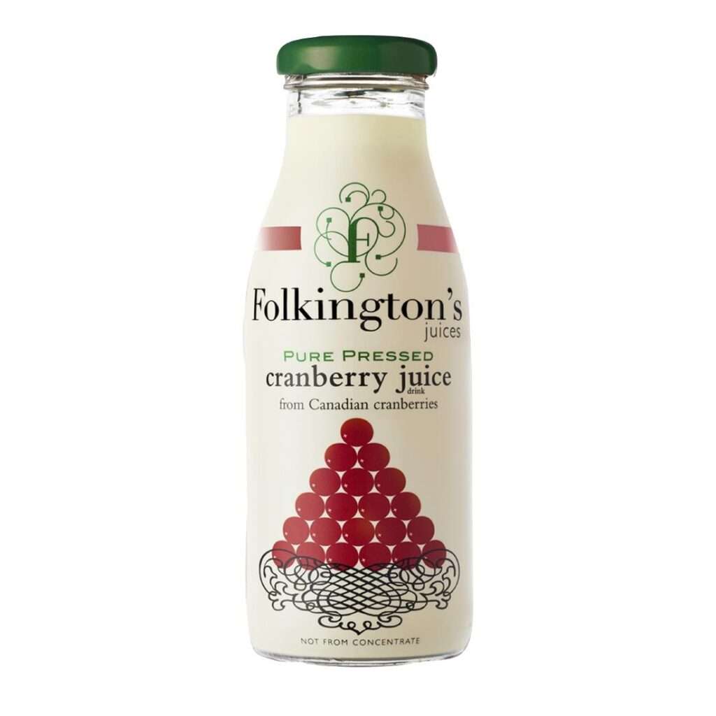 Folkington’s Juices Cranberry Glass Bottle 250ml (Pack of 12)