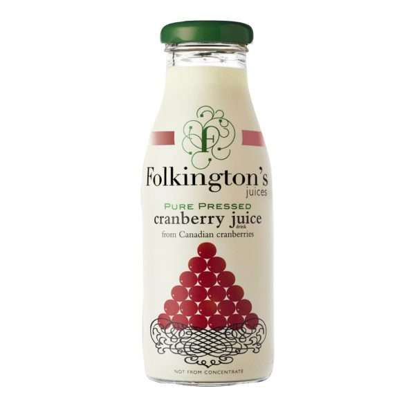 Folkington’s Juices Cranberry Glass Bottle 250ml (Pack of 12)
