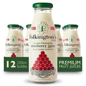 Folkington’s Juices Cranberry Glass Bottle 250ml (Pack of 12)