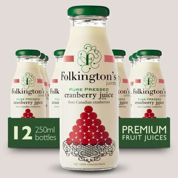 Folkington’s Juices Cranberry Glass Bottle 250ml (Pack of 12)